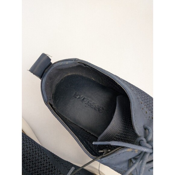 NEW Express Mens Size 12 Fabric Dress Sneakers Oxford Shoes Navy Blue Derby - Picture 9 of 16